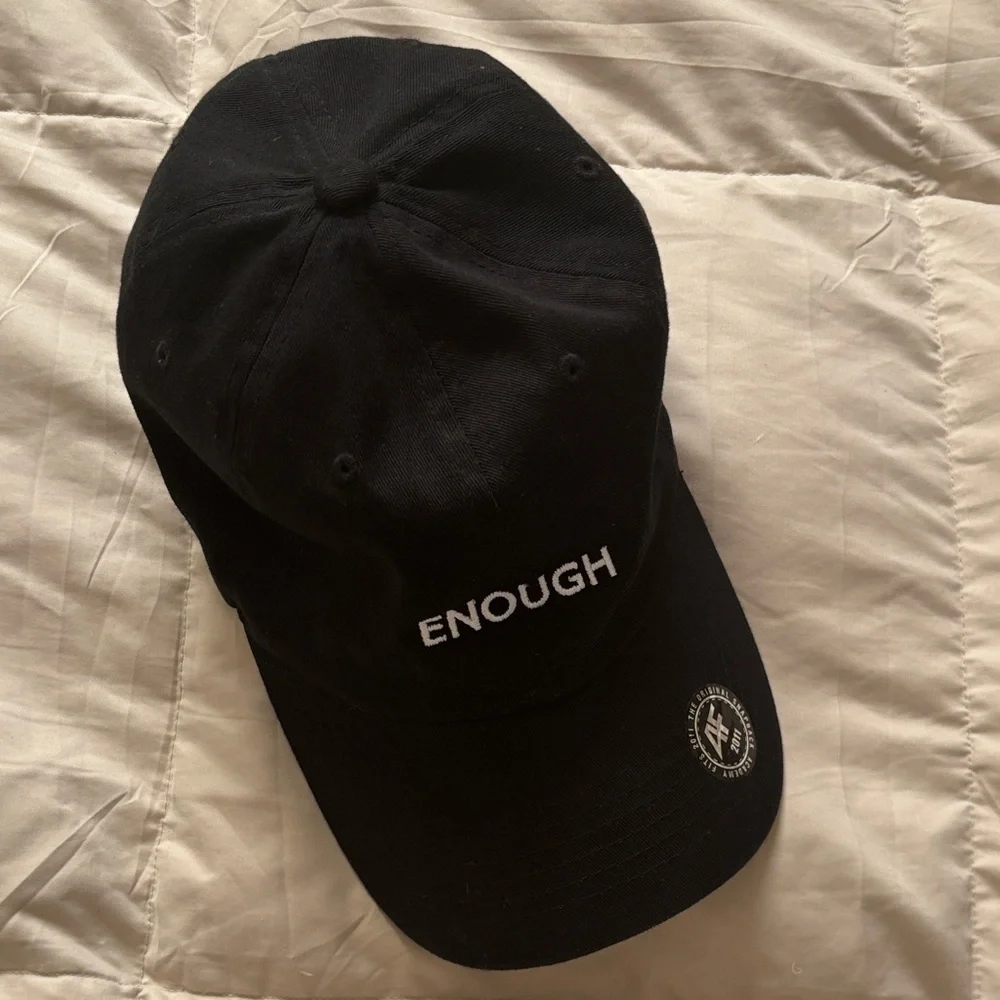 Academy Fits Black Baseball Cap Embroidered ENOUGH Hat Christine Caine - Picture 5 of 8
